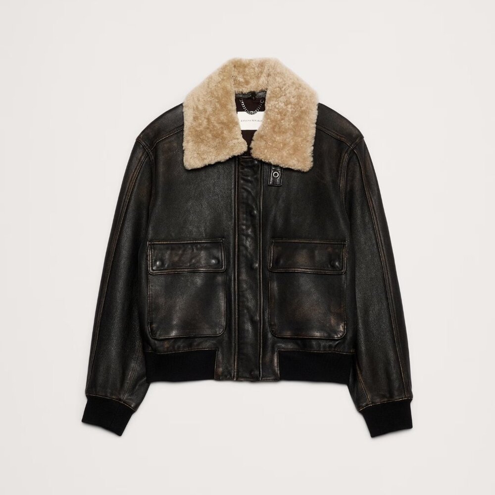 Banana Republic Distressed Leather Flight Jacket